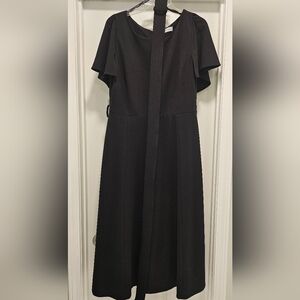 Calvin Klein Midi Black Belted Dress